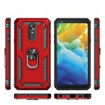 Wholesale LG Stylo 5 Tech Armor Ring Grip Case with Metal Plate (Red)